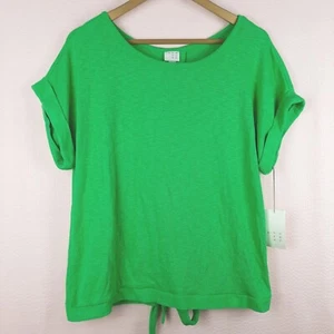 NEW A New Day Women's Short Sleeve Knit Tie-Back Cuff T-Shirt Green Size L - Picture 1 of 12