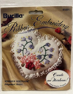 Bucilla Ribbon Embroidery Kit Potpourri Heart Summer Serenade 41001 Vintage 1994 - Picture 1 of 3