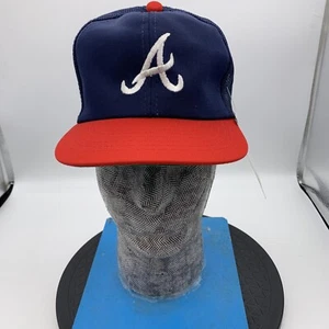 Vintage Sports Specialties MLB Atlanta Braves YOUTH Plain Logo Snapback Hat Mesh - Picture 1 of 7