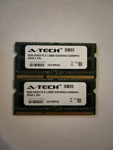 A-TECH 8GB (2x 4GB) DDR3 PC3-12800 SODIMM 1600MHz - Picture 1 of 2