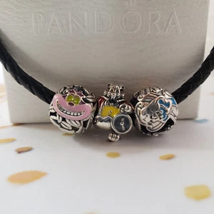 Set of 3 New Authentic Pandora Alice in Wonderland Rabbit and Cat - Picture 1 of 3