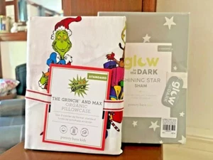 Disney Pottery Barn Grinch PILLOWCASE+SHAM Holiday Christmas Gift dr Seuss SET 2 - Picture 1 of 23