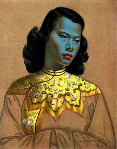 Vladimir Tretchikoff Green Lady Chinese Girl Mid-Century Modern Classic Print
