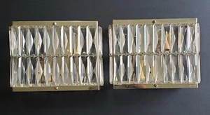 Vintage 1960's - Italian Crystal and Chrome Wall Sconces - Set of 2 - Picture 1 of 7