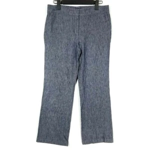 Nine West Linen Blend Bootcut Pant Womens 6 Navy Blue Mid Rise Casual 31x30 - Picture 1 of 11