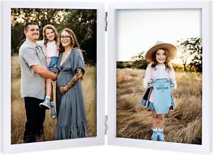 Double 4X6 Picture Frame Hinged Folding Photo Frame with Glass Front Vertical... - Picture 1 of 1