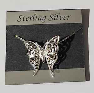 STERLING SILVER BUTTERFLY CHARM PENDANT NECKLACE WITH 18 INCH STERLING CHAIN - Picture 1 of 4
