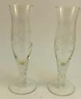 Set of 2 Vintage Etched Glass Cordial Glasses 6" Toast Wedding Anniversary Gift