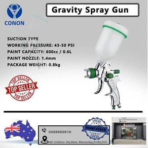 RF601AG HVLP GRAVITY SPRAY GUN / 600cc / 1.4mm / High Volume / Air Tools - Foto 1 di 9