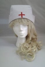 White Nurse Hat  Cotton White Hat with Red Cross Teen to Adult Size 