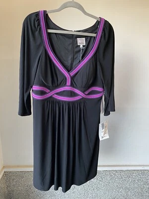 NWT OC by Oleg Cassini Long Sleeve Black Size 14 Dress Style 30970 - Image 1 of 4