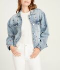 Driftwood Women&#39;s Star Embroidered Denim Statement Jacket size M NWT 100% Cotton