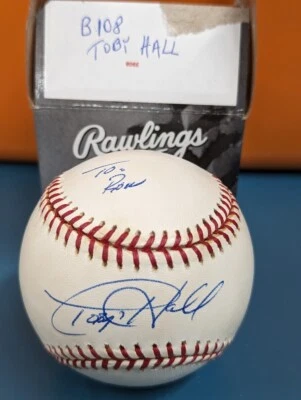 TOBY HALL Devil Rays Autografiado Firmado Oficial Liga MLB de Béisbol Foto 1 de 2