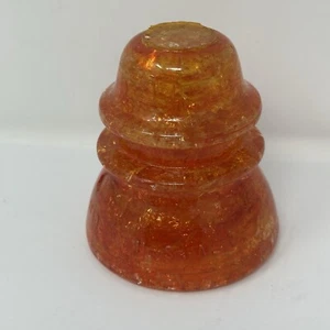 Hemingray Crackel Orange Amber Dominion Glasisolator No 42 - Bild 1 von 8