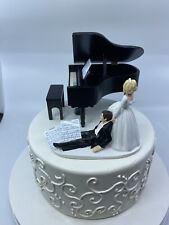 Funny Piano Bride and Groom Wedding cake topper Bob Hair Cut