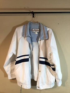 IZZI Outerwear Womens White/Blue Jacket Coat Long Sleeves Lightweight Size Large - Picture 1 of 9