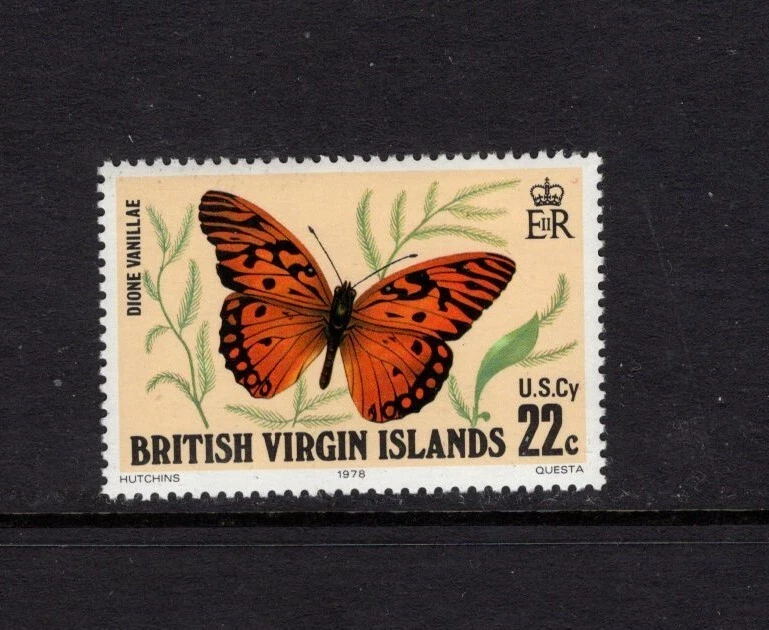 维尔京群岛 1978 22c Gulf Fritillary 蝴蝶 Dione Vanillae MNH SG 393 — 第 1/1 张图片