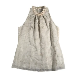 Elie Tahari Top Sleeveless Ruffled Mock Neck Party Blouse Cream Womens Size XS - Picture 1 of 10