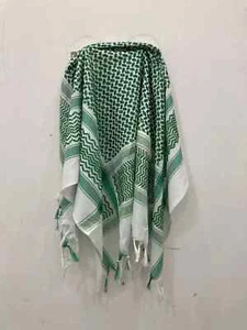 Palestinian Keffiyeh, Arab Scarf, Original Palestine Scarf White/ Green 47 " - Picture 1 of 4