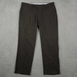 Ralph Ralph Lauren Pants Mens 38x30 Brown Windowpane Plaid Dress Trousers FLAW - Picture 1 of 11