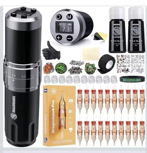 Dragonhawk L3 Tattoo Kit, Cordless/Cord Complete Tattoo 2 Batteries 2,000mAh - Picture 1 of 8