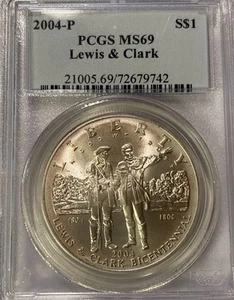 2004-P Lewis & Clark Silver Dollar PCGS MS69 - Picture 1 of 4
