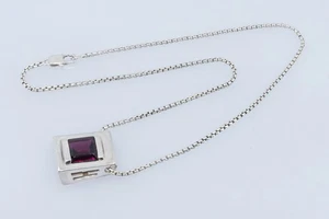 Hermès / Halskette - Rhodolith Anhänger Halskette - Silber 925 - Bild 1 von 15