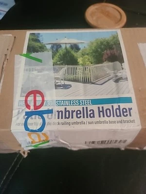 Soporte para paraguas de patio fácil instalación, montaje en barandilla para paraguas exterior Foto 1 de 2