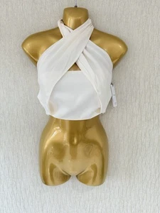 Exquisite Reiss New Ruby White Halter Neck Tie Back Blouse Top UK10 Stunning - Picture 1 of 6
