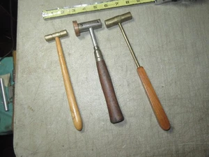 3 vintage hammers 2 double face brass & 1 copper face good user tools Machinist - Picture 1 of 15
