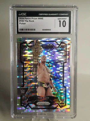 The Rock 2024 Panini Prizm WWE #193 Pulsar Prizm /499 CGC 10 - Image 1 of 3
