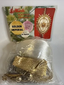 Vtg White Christmas Ornament Kit NIP “Golden Imperial” Satin/Beads Lee Wards - Picture 1 of 9