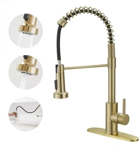 Kitchen Sink Faucet Pull Down Pull Out 360 Deg. Sprayer Stainless Steel Uility - Picture 1 of 43
