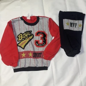 Vintage Rebels Kids Sweat Suit Set Sz 7 90s MVP Baseball - Picture 1 of 10