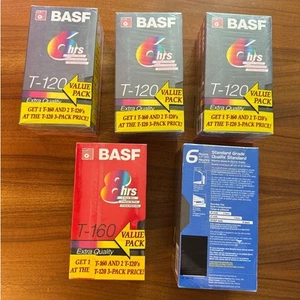 16 New Sealed BASF MAXELL T-120 6-Hour VHS Blank Video Cassette Tapes - Imagen 1 de 7