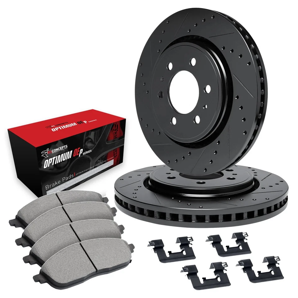 For Mazda B2600 90-93 Drilled & Slotted Front Brake Kit w Optimum Pads - Image 1 of 3