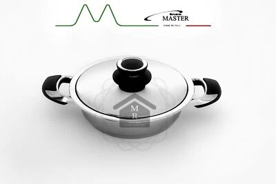 TEGAME CON COPERCHIO ACCIAIO INOX 18/10 LINEA MASTER DI OFFICINE PRANDELLI - Immagine 1 di 4