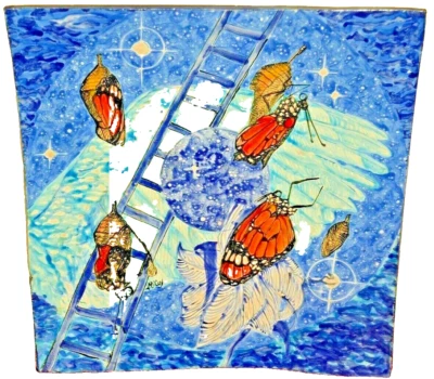 ANN McCOY Vintage Original Signed Studio Pottery Sculpture Centerpiece Painting - Image 1 of 4