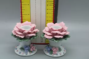 Kerzenhalter Rosa Rose Kegel Paar - Bild 1 von 8