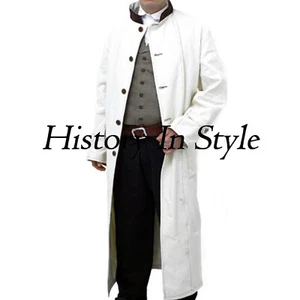 Wedding Suits White Trench Coat Steampunk Formal Classic Long Overcoat Fast Ship - Picture 1 of 4
