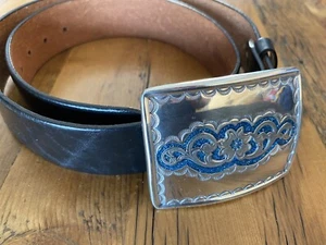 Vtg 1995 Neiman Marcus Streets Ahead Black Belt Blingy Buckle Womens Size Small - Picture 1 of 11