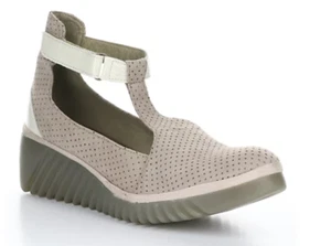 Fly London Suede & Leather Wedges -Leda359Fly-CL Concrete/Off White Size 8-8.5 M - Picture 1 of 7