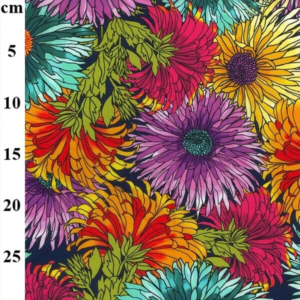 Großes Fat Quarter Rose & Hubble Digital Chrysantheme 100 % Baumwolle Rasenstoff