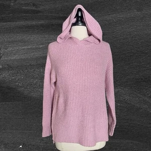 Suéter Rachel Zoe Rosa Rubor Talla S Acanalado Con Capucha Túnica Pullover HiLo Cómodo - Imagen 1 de 9