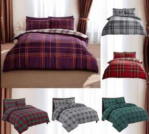 Funda nórdica de almohada a cuadros escoceses de franela ropa de cama o relleno de fibra - Imagen 1 de 9