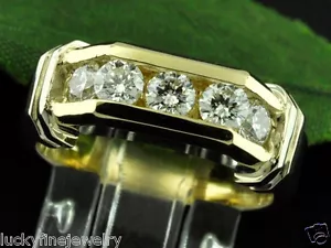 1,00 ct 14k 2 Ton Gold Herren Natürlicher Diamant Ring 9,00 Gramm Kanal Set - Bild 1 von 3