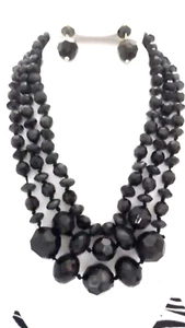 Clip en oro y gris 3 hebras conjunto de collar y pendiente con cuentas - Imagen 1 de 5