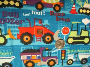1 yd Construction Vehicles Flannel Cotton Fabric New Unwashed - Picture 1 of 1