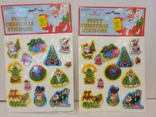 1989 Puffy Christmas Stick-ons Stickers Imperial Toy Corp SEALED 2 pkg lot