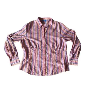 Escada sport Pink striped Cotton button up LARGE Preppy Career - Picture 1 of 7